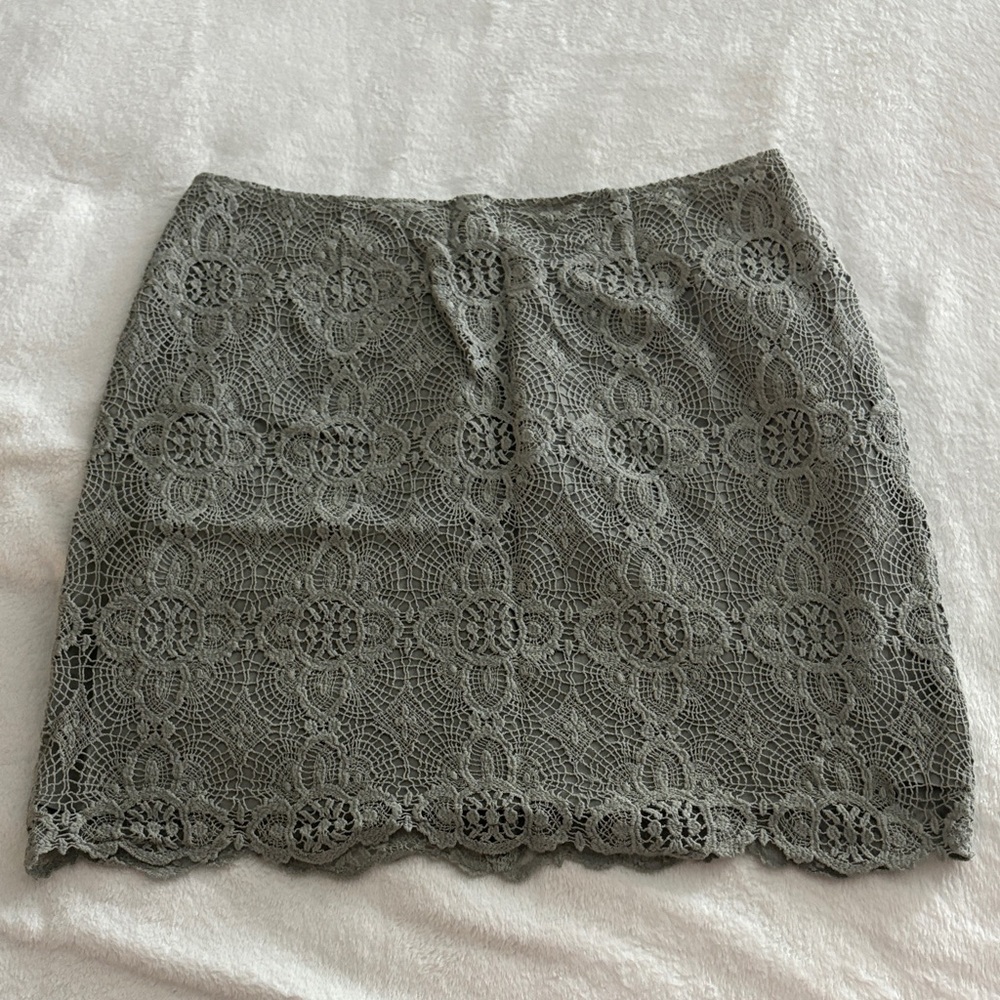 Garnet Hill Gray Lace Mini Skirt
